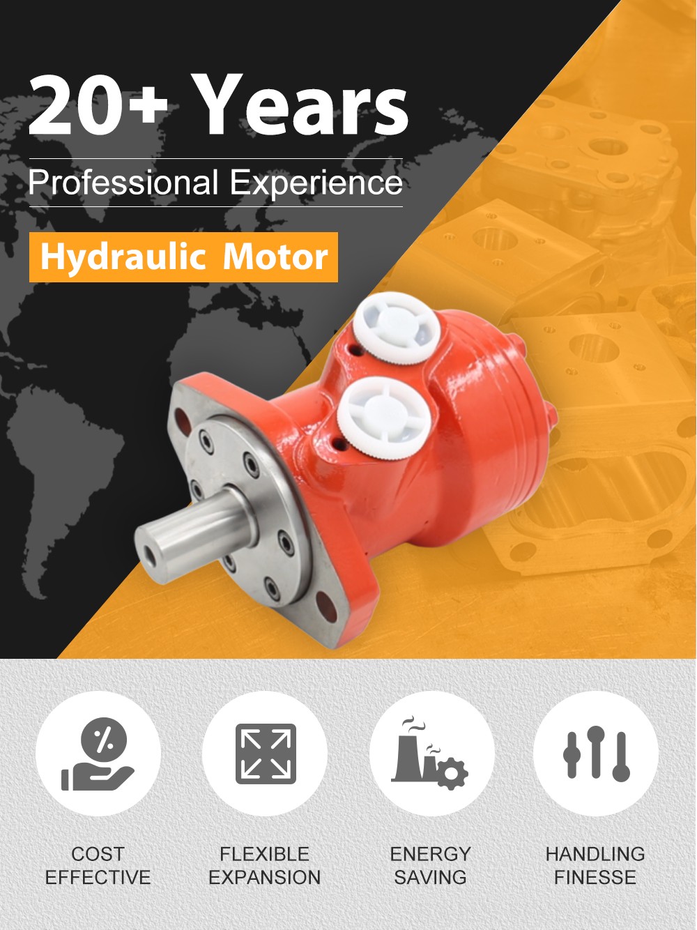 BMP_Cycloid Hydraulic Motor 50 cc/r 38 Lpm Hydraulic Motor detailed image